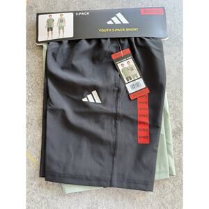 Boy’s Adidas 2-Pack Active Shorts Black/Green Size M (10-12) NWT